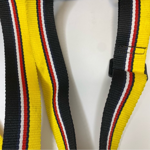 Tommy Hilfiger Drawstring Backpack Black and Yellow with Multicolored Straps - Picture 9 of 10